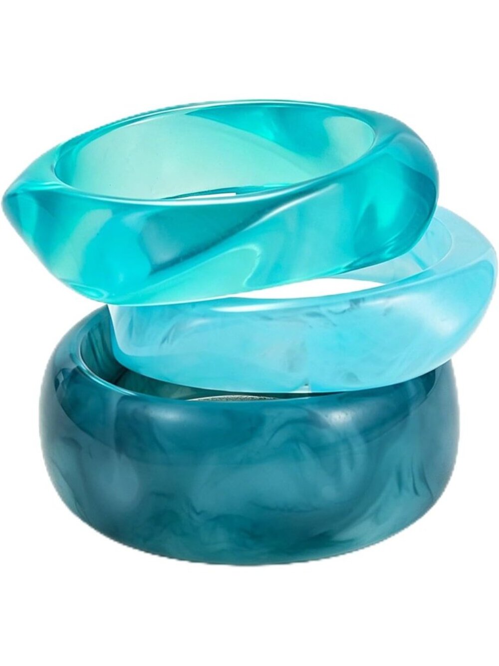 Women's Deep Blue Chunky Colorful Resin Acrylic Bangles Set Jewelry Bracelet